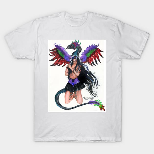 Girl with Dragon T-Shirt by pegacorna